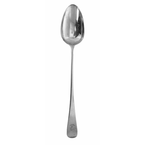 514 - George III silver tablespoon spoon, maker 'IB', London 1799, with a dragon crested handle, 11