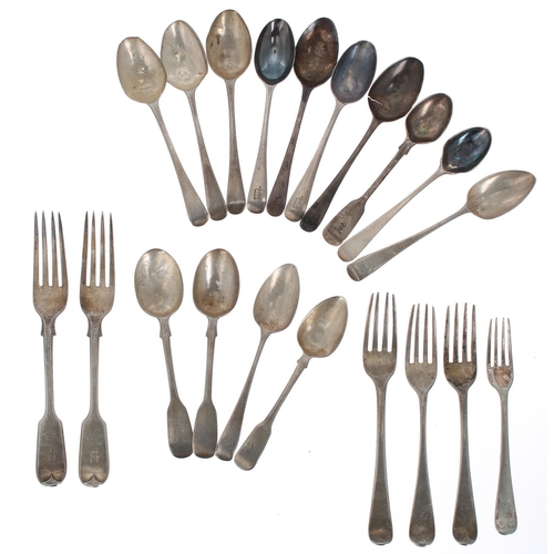 519 - Selection of Georgian and later silver teaspoons, by makers including Thomas Wallis & Jonathan H... 