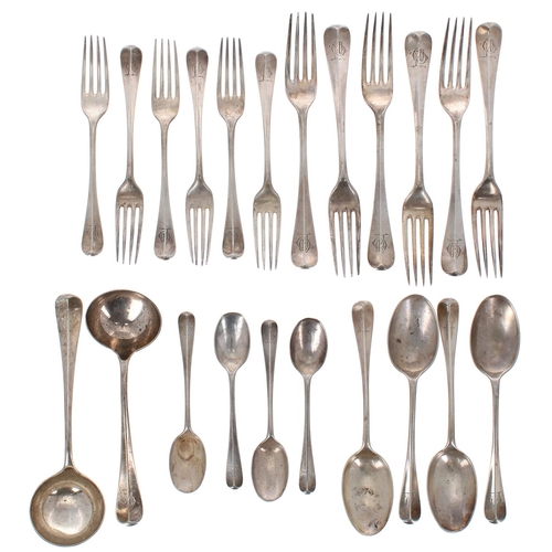 521 - Assorted silver flatware by Maxfield & Sons, Sheffield 1898; two sauce ladles 7.25