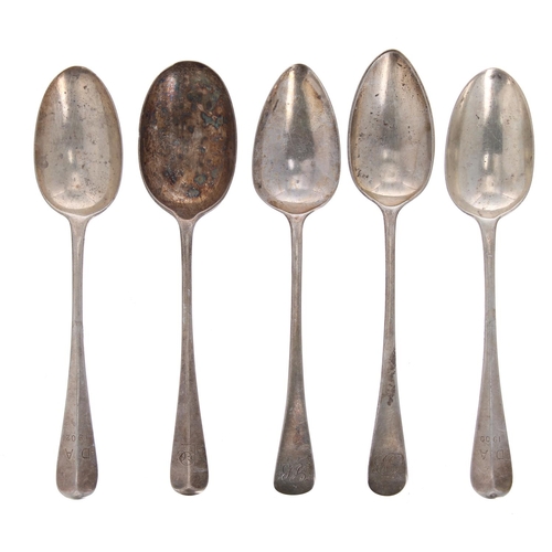 522 - Five Georgian and later tablespoons, 8.5