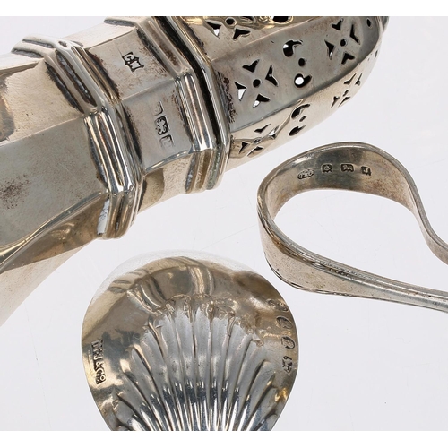 535 - Selection of silver items to include a Georgian helmet shape silver cream jug, maker indistinct, Lon... 
