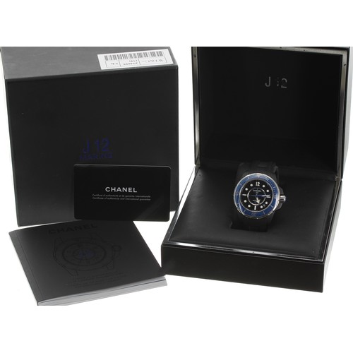 35 - Chanel J12 Marine automatic ceramic wristwatch, reference no. H2561, serial no. SK53xxx, rubber band... 