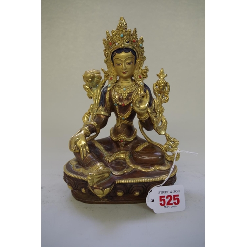 525 - A Sino-Tibetan gilt bronze figure of Tara, 21cm high.