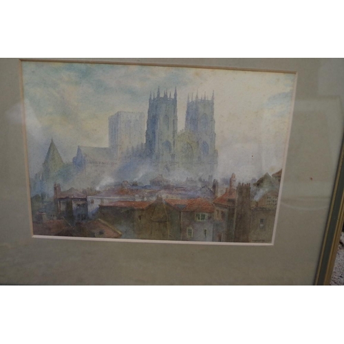 1254 - R H Wright, 'Venice'; 'York Minister', two works, signed and dated '91 and '96 respectively, waterco... 