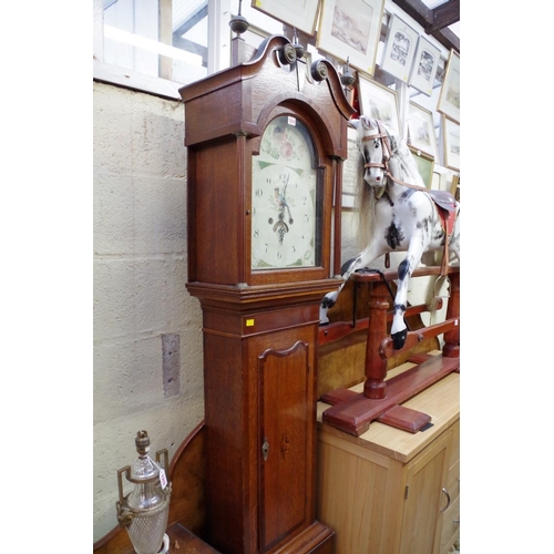 1314 - A 19th century oak and mahogany crossbanded 30 hour longcase clock, with 12in arched dial, 211cm hig... 