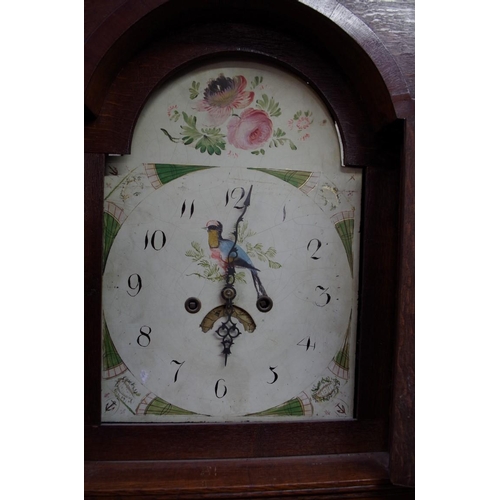 1314 - A 19th century oak and mahogany crossbanded 30 hour longcase clock, with 12in arched dial, 211cm hig... 