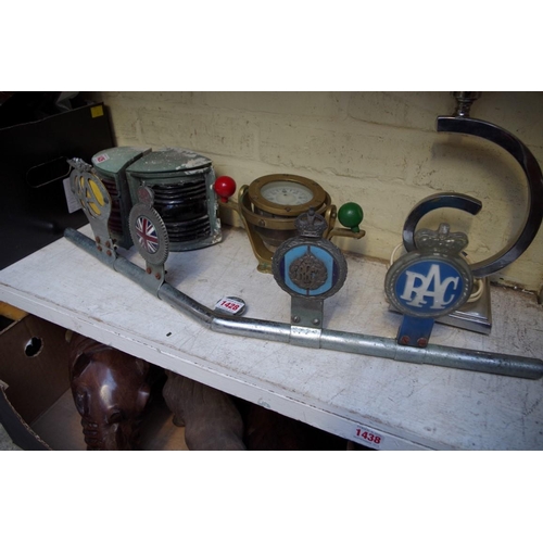 1428 - Automobilia: four vintage car radiator badges, to include: an RFC chrome and enamel example, mo... 