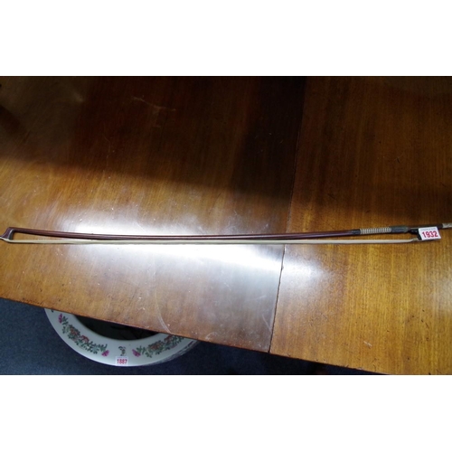 1932 - A white metal mounted instrument bow, inscribed 'J M Lodge', 74.5cm long. 