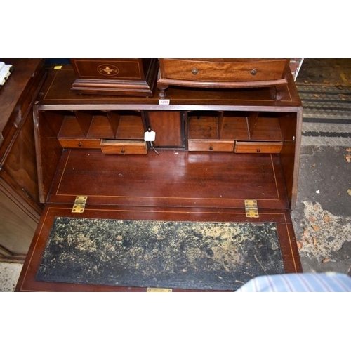1255 - A late Victorian mahogany and marquetry bureau, 84cm wide.