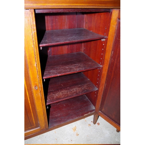 1058 - An Edwardian mahogany and inlaid side cabinet, 93cm wide. 