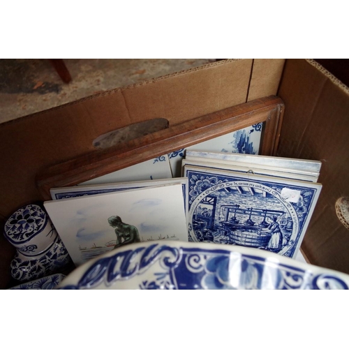 1604 - A collection of Dutch Delft blue and white pottery. 