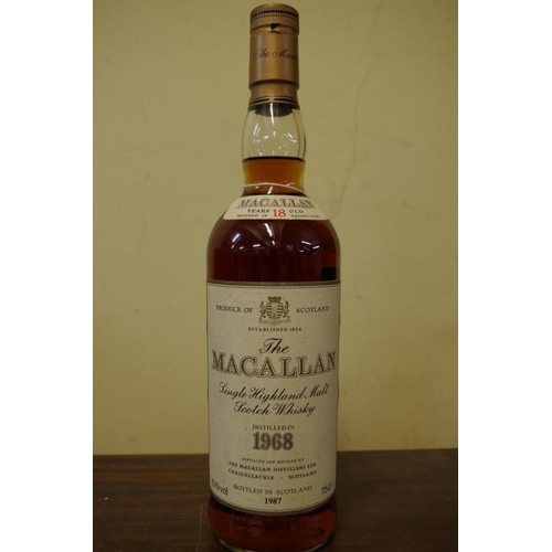 579 - A 75cl bottle of The Macallan 1968 18 year old whisky, bottled in 1987, 43% abv.