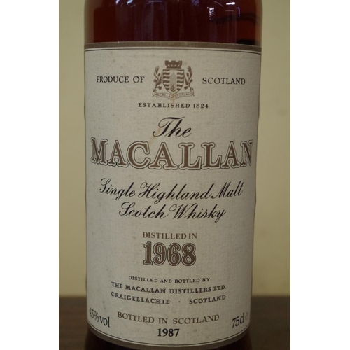 579 - A 75cl bottle of The Macallan 1968 18 year old whisky, bottled in 1987, 43% abv.