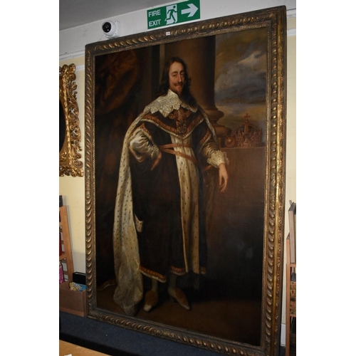 1718 - (HP) After Sir Anthony Van Dyke, probably 18th century, full length portrait of Charles I, oil on ca... 