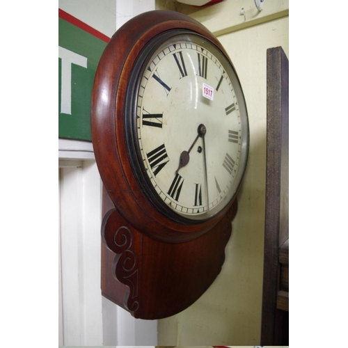 1235 - A Victorian mahogany drop dial wall clock, with 11in dial and single fusee, with pendulum.... 