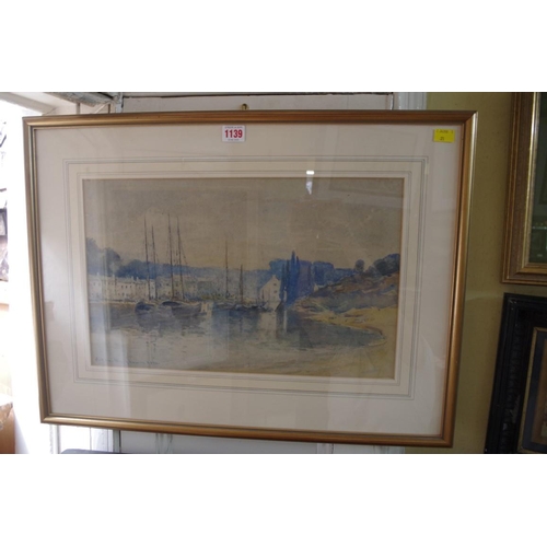 1139 - John Muirhead, a harbour scene, signed, watercolour, 28 x 45.5cm.