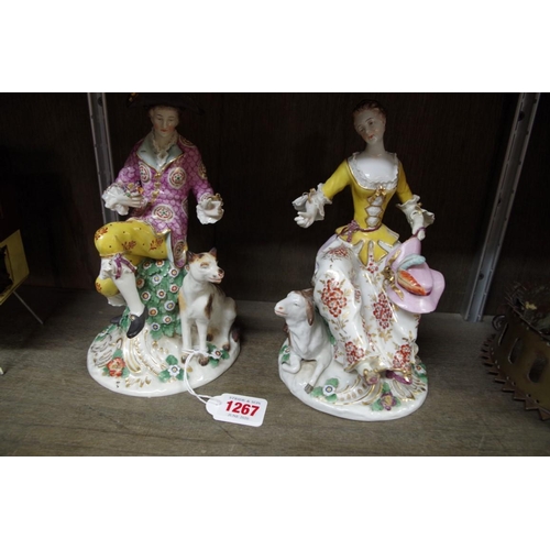 1267 - A pair of antique Continental porcelain figures, probably Samson, 22cm high.