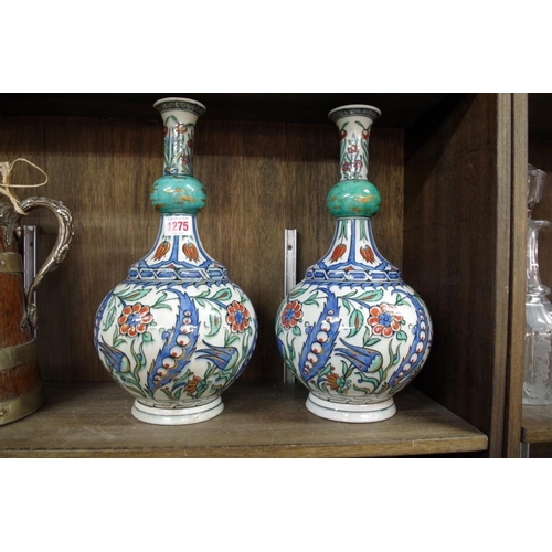 1275 - A pair of Samson Iznik style vases, 35.5cm high, (each s.d.).