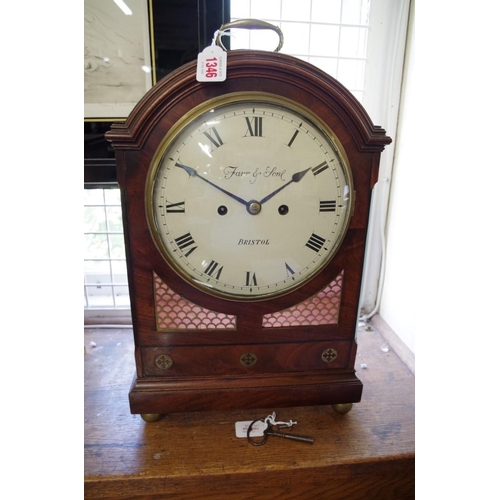 1346 - A Regency mahogany and brass inlaid twin fusee bracket clock, the 8in convex painted dial inscribed ... 