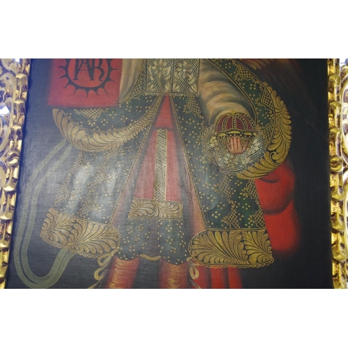1347 - Manner of Cuzco School, 20th century, an archangel, oil on canvas, 68.5 x 48.5cm.