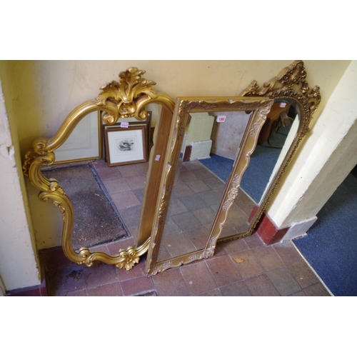 1383 - Three reproduction gilt framed wall mirrors, largest 98 x 63cm.