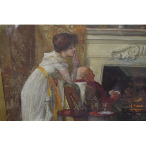 1390 - Alfred Ward, 'The Suitor', signed 'Fred Ward', oil on canvas, 44 x 59.5cm.