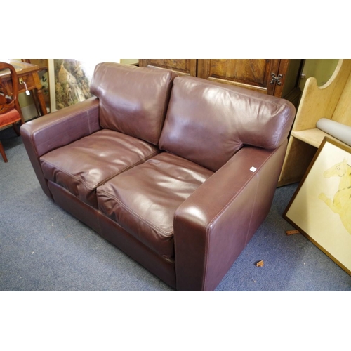 1401 - *WITHDRAWN FROM SALE*A contemporary chocolate brown leather sofa, 147cm wide.