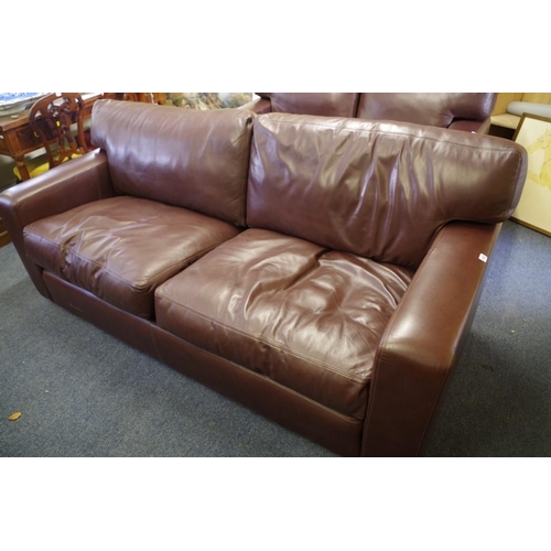 1402 - *WITHDRAWN FROM SALE* A contemporary chocolate brown leather sofa, 199cm wide.