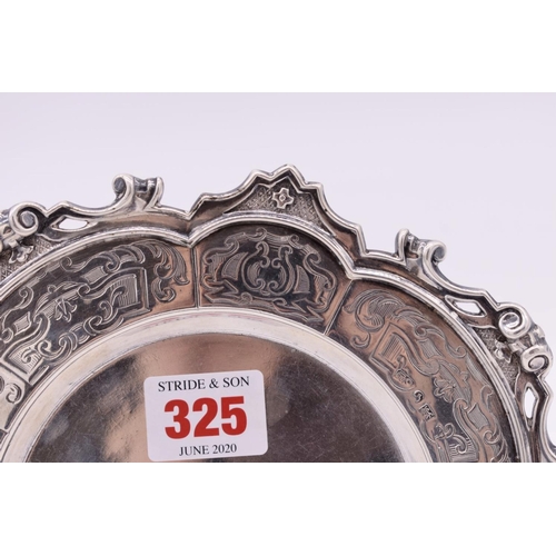 325 - A Victorian silver card tray, by Henry Wilkinson & Co, Sheffield 1846, 19.5cm, 208g.... 