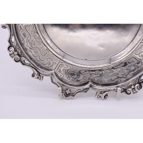 325 - A Victorian silver card tray, by Henry Wilkinson & Co, Sheffield 1846, 19.5cm, 208g.... 