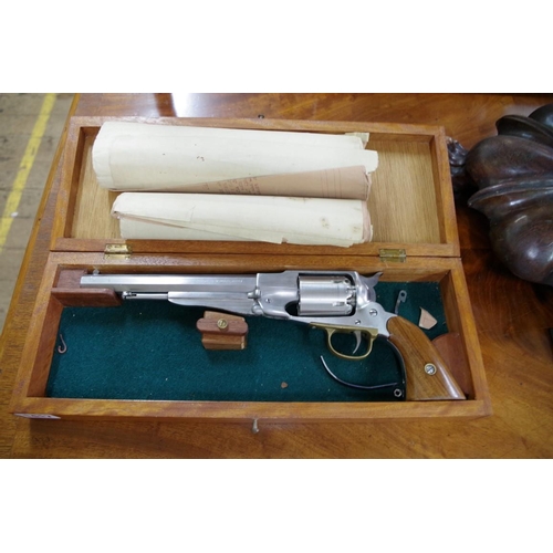 1417 - A New Model Army .44 cal black powder pistol, by Hilton, in fitted box, (a.f.).  Please Note: Black ... 