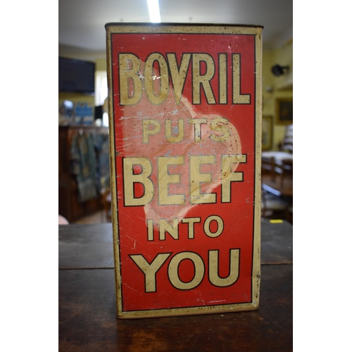 1101 - An early 20th century vintage Bovril advertising display tin, 32cm high.