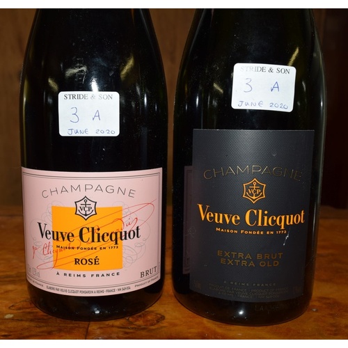 3a - Two 75cl bottles of Veuve Clicquot champagne, comprising: 'Extra Brut Extra Old' and Rose. (2)... 