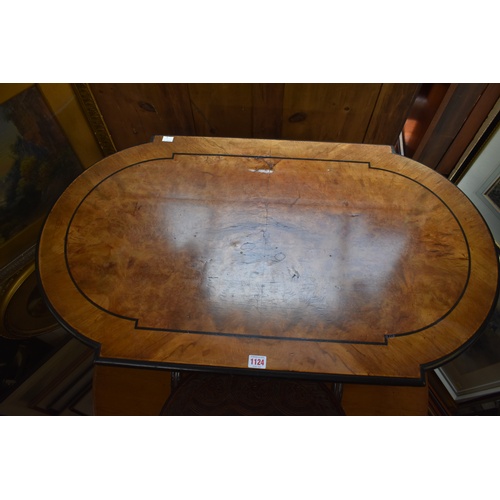1124 - A late 19th century Continental walnut and ebonized centre table, 99cm wide.