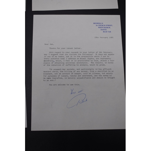 1 - ADAMS (Richard): collection of eleven signed letters from Richard Adams to Jon Wynne-Tyson, comprisi... 