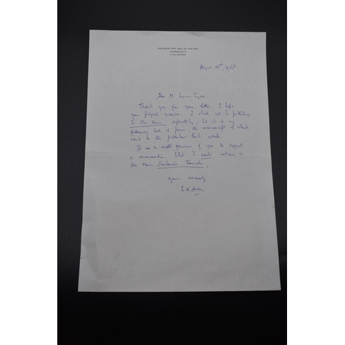 2 - AUDEN (W H): on side ALS on Kirchstetten headed paper, dated Aug 20th 1963, apologising to Jon Wynne... 