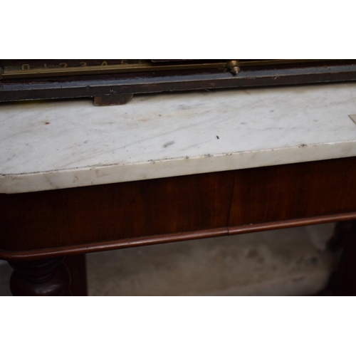 1162 - A Victorian mahogany hall stand, with marble top and concealed drawer, 204.5 high x 108cm wide.... 