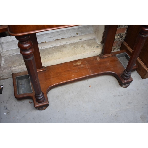 1162 - A Victorian mahogany hall stand, with marble top and concealed drawer, 204.5 high x 108cm wide.... 