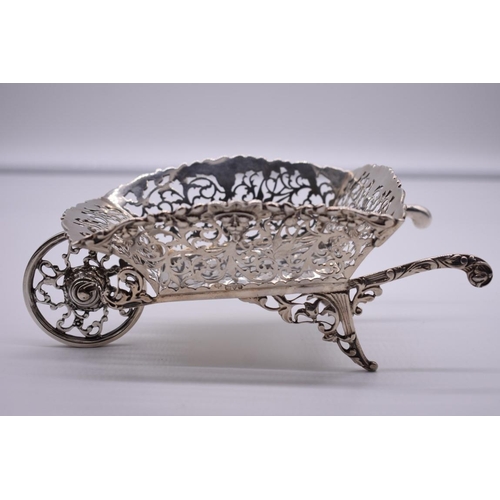1 - A good pair of novelty pierced silver wheelbarrows, by George Nathan & Ridley Hayes, Chester 190... 