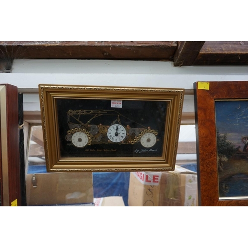 1212 - A clock collage by S P Evans, 24 x 37cm; together with another similar smaller example by John Nash.... 