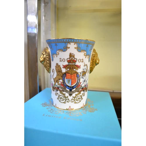 1345 - A Spode limited edition 'Armada' cabinet cup and stand; together with two other 'Royal Collection' l... 
