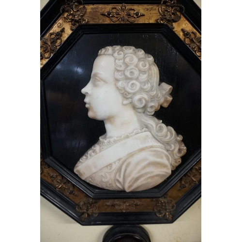 1819 - (THH) A rare pair of Grand Tour type alabaster relief portrait plaques of Charles Edward Stuart ‘Bon... 