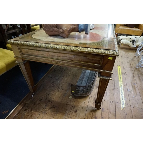 1901 - (THH) A good Regency rosewood, ormolu and brass inlaid library table, attributable to Louis Le Gaign... 
