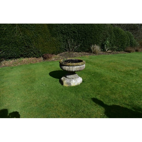 1868 - (THH) A very large and impressive antique carved white marble oval campana urn, with gadrooned body,... 