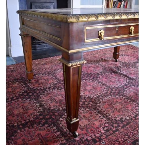 1901 - (THH) A good Regency rosewood, ormolu and brass inlaid library table, attributable to Louis Le Gaign... 