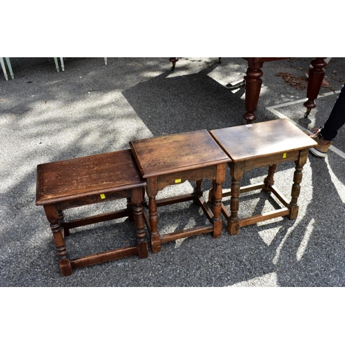 1063 - Three reproduction oak joint stools. 