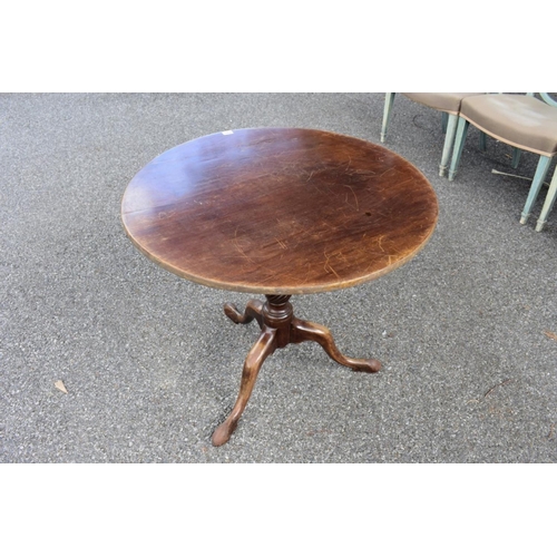1064 - An old mahogany tripod table, 80cm wide.
