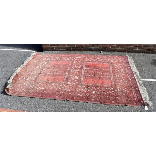 1077 - A Persian carpet, having allover geometric decoration, with geometric borders, 232 x 166cm.... 