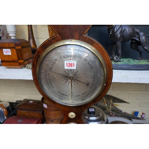 1261 - WITHDRAWN FROM SALE: A 19th century mahogany and line inlaid four dial banjo barometer, inscribed 'B... 