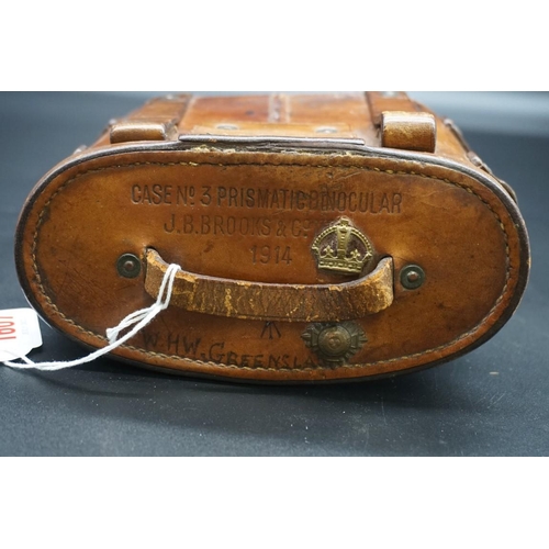 1607 - A pair of World War I period Carl Zeiss binoculars, in original leather case dated 1914 and wit... 